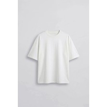 Abluka Online Erkek Boxy Fit Basic %100 Pamuklu T-Shirt Ekru