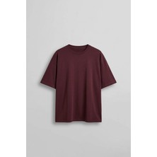 Abluka Online Erkek Boxy Fit Basic %100 Pamuklu T-Shirt Kırmızı