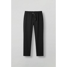 Erkek Beli Lastikli Tecno Kumaş Slim Fit Pantolon Siyah