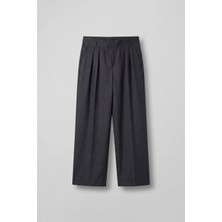 Abluka Online Erkek Baggy Fit Asimetrik Pileli Tencel Pantolon Füme