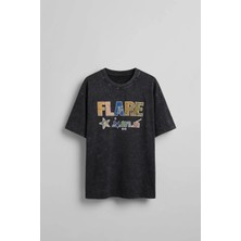 Abluka Online Erkek Oversize Patchwork Nakışlı T-Shirt Siyah