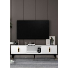 Cantek Dizayn TV1395-1395-TV150-32 Tv Sehpası Beyaz-Altın-Siyah