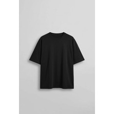 Abluka Online Erkek Boxy Fit Basic %100 Pamuklu T-Shirt Siyah