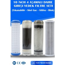 Watermelon Daire Bina Sayaç Girişi 10" Inch 4 Aşama ( Yıkanabilir , Gac , Silifoz , Blok ) Yedek Filtre Seti