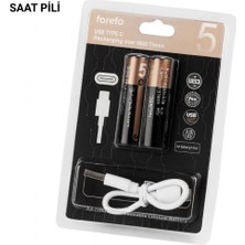 MiraLive USB Type-C Ile Hızlı Şarj Edilebilen Aa Lityum Pil