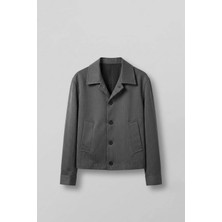 Abluka Online Erkek Smart Casual Relaxed Fit Düğmeli Ceket Gri