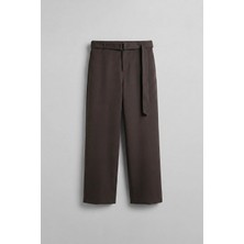 Abluka Online Erkek Baggy Fit Smart Casual Kemerli Pantolon Kahverengi