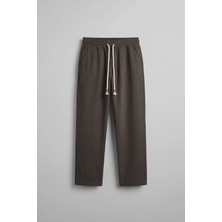 Abluka Online Erkek Baggy Fit Halat Kordonlu Keten Görünümlü Pantolon Kahverengi