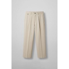 Abluka Online Erkek Relaxed Fit Pile Detaylı Premium Kumaş Pantolon Bej