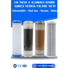 Watermelon Daire Bina Sayaç Girişi Su Arıtma ve Yumuşatma 4 Aşama Yedek Filtre Seti (Yık-Gac-Rec-Blk)