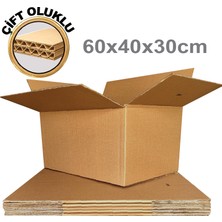 PackMai 60X40X30 Çift Oluk Koli 5 Adet Karton Kutu 7mm Kalın Dayanıklı Taşınma Çeyiz E-Ticaret Depolama