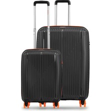 Ground Sirius 2'li Valiz Seti Büyük-Kabin(Küçük) Kaykay Tekerlekli Siyah - 10728