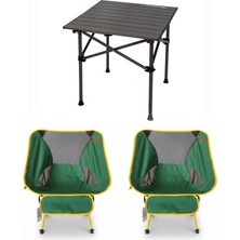Kılıçaslan Camp Madfox Surface Küçük Boy Katlanır Kamp Masası +2 Adet Foldmesh Katlanır Sandalye Savanna Lime