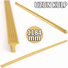 Badem10 Foça Altın Çekmece Kulp 1184 mm Uzun Dolap Kapak Kulbu Modern Şık Mobilya Kulpu Aksesuarı