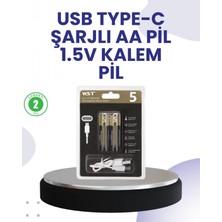 MiraLive Type-C USB Ile Hızlı Şarj Edilebilir Aa Kalem Pil | 1.5V Lityum | Çiftli Paket