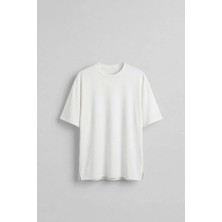 Abluka Online Erkek Oversize Basic Yumuşak Dokulu Rahat T-Shirt Ekru