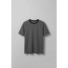 Abluka Online Erkek Regular Fit Çizgili Basic T-Shirt Siyah