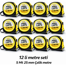 Pro Lefs 5 M x 25 mm 12 Li Çelik Metre Seti – Dayanıklı, Ekonomik Toplu Paket