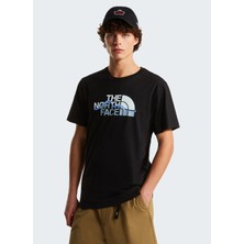 The North Face NF0A8GUXJK31-MOUNTAIN Lıne Slee Tee Siyah Yuvarlak Regular Fit Baskılı Erkek T-Shirt