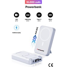 Sprange Magsafe Powerbank 10000 Mah Standlı Hızlı Taşınabilir Iphone 11 12 13 14 15 16 17 Samsung Uyumlu
