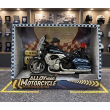 Farbu Oyuncak Çek Bırak 1:12 Ölçekli Sesli ve Işıklı Polis Motosikleti - 15 cm Oyuncak Motor