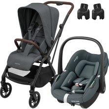 Maxi-Cosi Leona2-Pebble S Tek Elle Katlanabilen Ultra Kompakt Çift Yönlü Seyahat Sistem Bebek Arabası Graphite