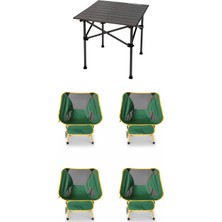 Kılıçaslan Camp Madfox Surface Küçük Boy Katlanır Kamp Masası +4 Adet Foldmesh Katlanır Sandalye Savanna Lime