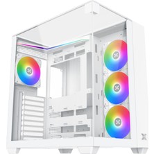 Xigmatek EN45813 Aqua V Arctıc Beyaz Type-C+3 Yön Temperli Cam 7*12CM Argb Fan Oyuncu Kasası