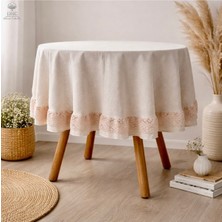 Dnc Home Tekstil Ham Kopanaki Yuvarlak Fırfırlı Masa Örtüsü