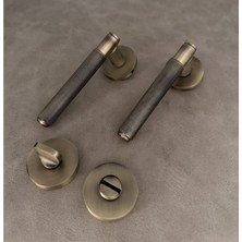 Koldoor Seda Modern Mat Antik Sarı Dokulu Rozetli Wc Banyo Kapı Kolu