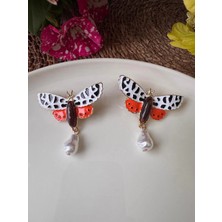 Ebru Çitak Vip Barok Inci Detaylı Mine Işlemeli Kelebek Küpe-Zra Küpe