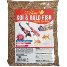 Ahm Koi Gold Fish Mini Mix Pond Pellet 1 kg Premium Kalite Enerji ve Vitamin Zengini Akvaryum Yem
