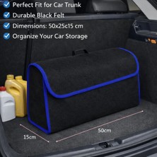 Meyzone Araba Bagaj Çantası Cırtcırtlı Mavi Çizgili Oto Halı Bagaj Organizer Alet Eşya Çantası