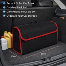 Meyzone Araba Bagaj Çantası Cırtcırtlı Kırmızı Çizgili Oto Halı Bagaj Organizer Alet Eşya Çantası