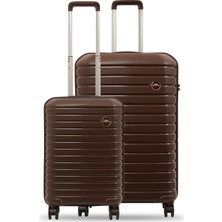 GROUND Vanille 2'li Valiz Seti Büyük-Kabin(Küçük) Acı Kahve - 10663