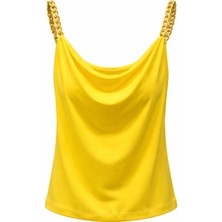 On Fashion Kadın Zincir Askılı Bluz - Sarı