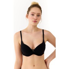 Amarelle Mila Siyah Pamuklu Sütyen- Balenli, Ayarlanabilir Askılı, Dolgusuz