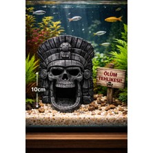 BarsDepo Aztek Kuru Kafa Akvaryum Dekoru 10CM – Balık Saklanma Mağarası, I Danger Tabela Hediye!