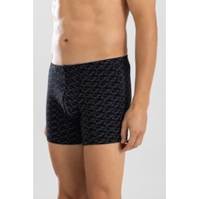 Baykar Erkek Pamuklu Compact Likralı Desenli Boxer 1448 Siyah