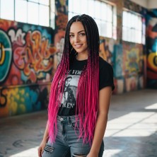 Balkan Grup Afrika Örgüsü ve Rasta Için Sen Ombreli / Siyah / Fuşya