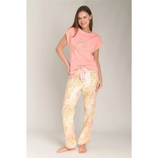 Lovely Things Edna Örme Kısa Kol Tişört Pantolon Set Pijama Takımı - Pembe