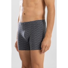 Baykar Erkek Pamuklu Compact Likralı Desenli Boxer 1448 Gri