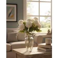 Bakburaya Yapay Çiçekçilik Yapay 9 Dallı Aranjmanli Beyaz Kasımpatı Ev Vazo Dekor Süsü