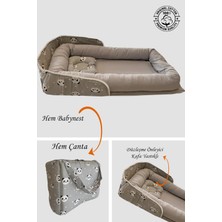 Jaju Baby Gri Panda Çantalı Babynest Taşınabilir Anne Yanı Yatak Pamuk Malzemeden Ergonomik Yapı