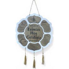 Güzelyüz Avm Ahşap Kapı Süsü 27CM Ayetli Dualı Bereketli Püsküllü Evimize Hoş Geldiniz Yazılı Kapı Ev Süsü