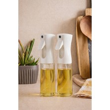 Porlisma Loria 2'li 350 ml Sprey Cam Yağdanlık, Püskürtmeli Zeytinyağı ve Sıvıyağ Yağlık Şişesi-2 Beyaz