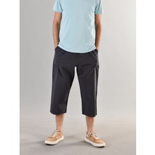 Duxa %100 Pamuk Keten Kumaştan Beli Lastikli ve Bağcıklı Erkek Rahat Kalıp Bol Kesim Günlük Ev Dış Spor Yazlık Baharlık Giyim Hambez Diz Altı Kapri Bermuda Şort Pantolon Eşofman Altı