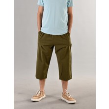 Duxa %100 Pamuk Keten Kumaştan Beli Lastikli ve Bağcıklı Erkek Rahat Kalıp Bol Kesim Günlük Ev Dış Spor Yazlık Baharlık Giyim Hambez Diz Altı Kapri Bermuda Şort Pantolon Eşofman Altı