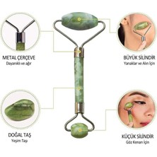 Özfırat Pvc Yapı Buffer® Özel Süngerli Kutusunda Kırılmaz Çift Taraflı 2li Cilt Yüz Masaj Aleti Jade Roller Yeşim Taş