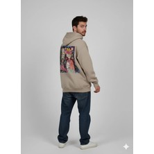 Lenithra Pembe Panter Sırt Baskılı Unisex Oversize Hoodie